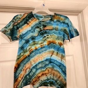 Geode Ice Dyed Youth Tee shirt , Aqua Shades